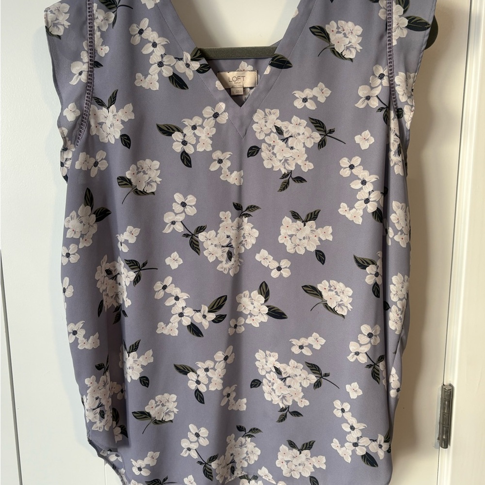 LOFT Floral Sleeveless Blouse - Lavender